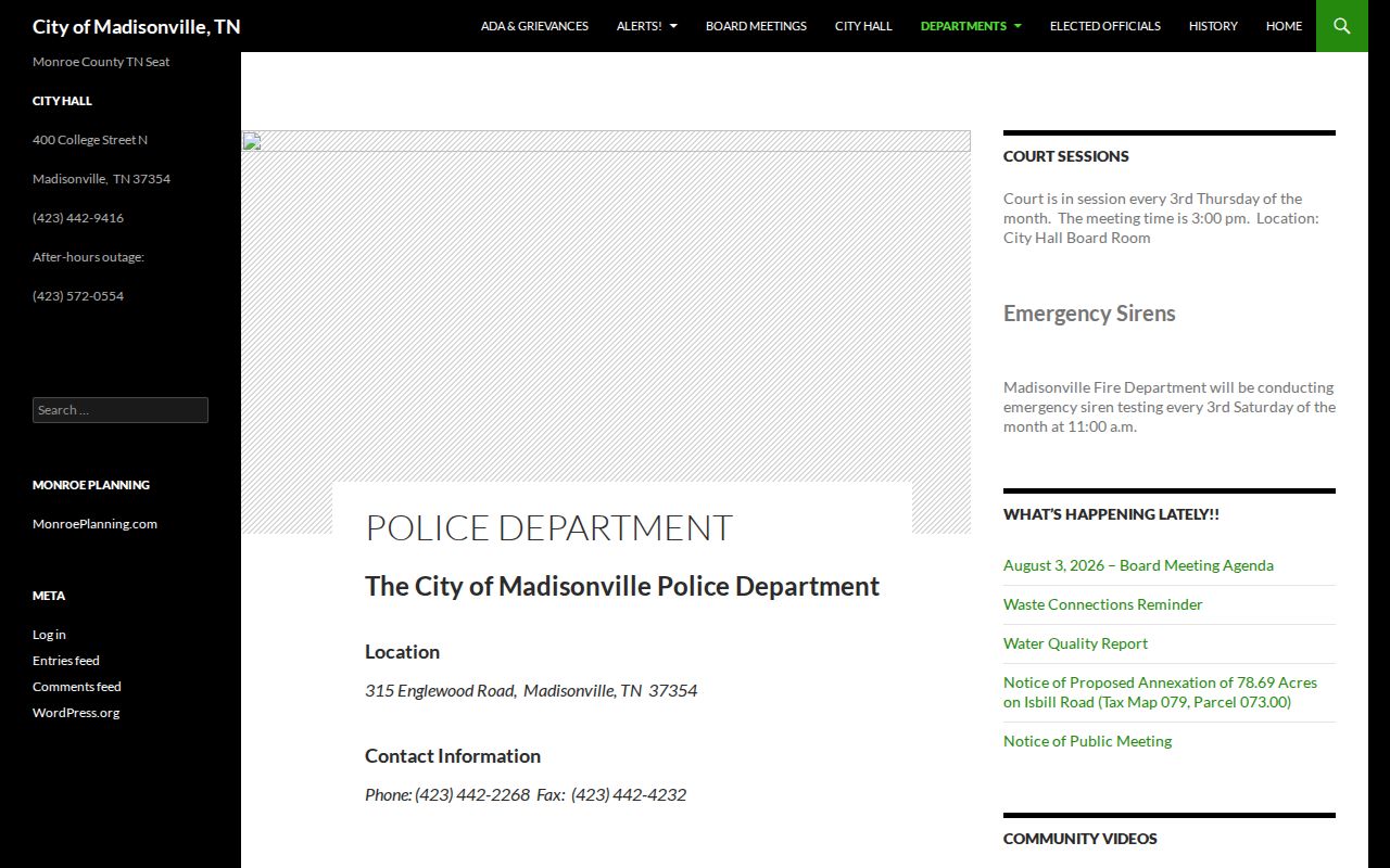 Madisonville criminal history police department records source