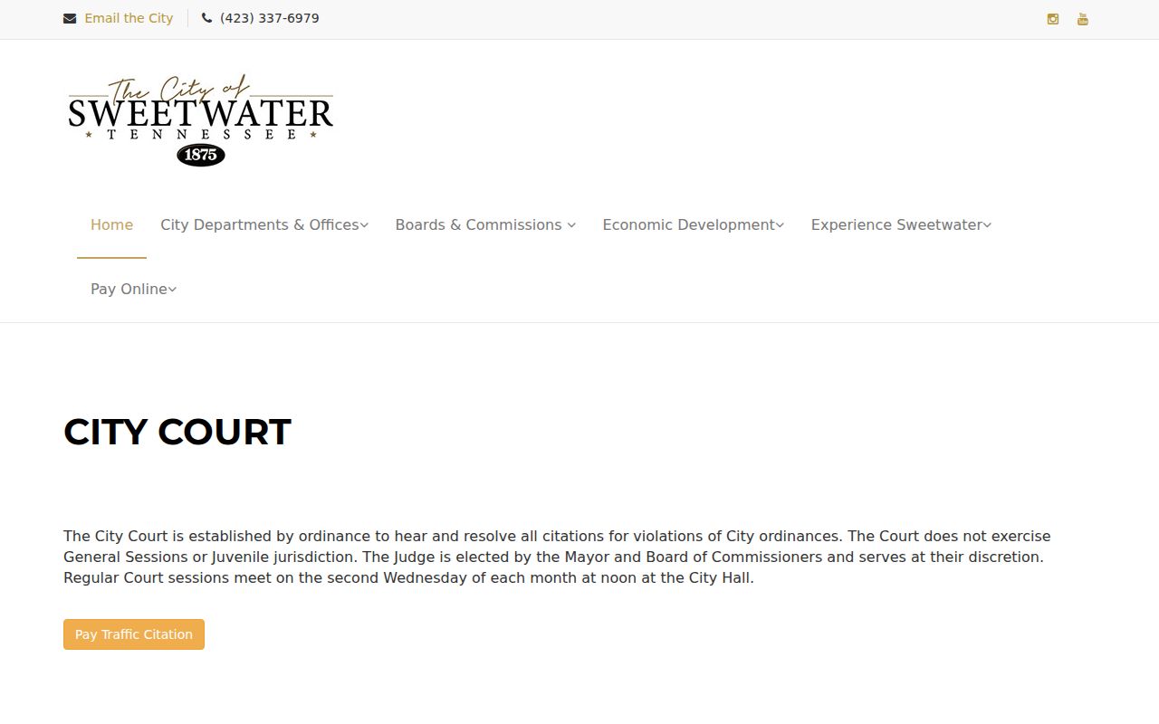 Sweetwater criminal history City Court records information